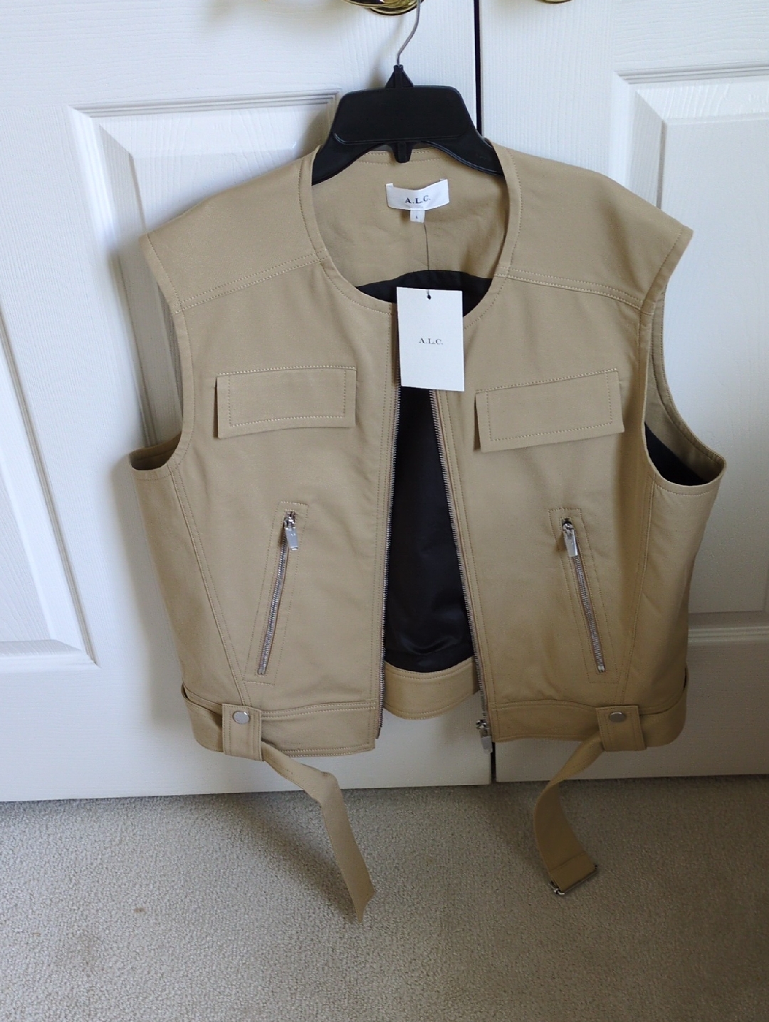 Nwt A.L.C. Tan Sleeveless Zip-Front Utility Vest
